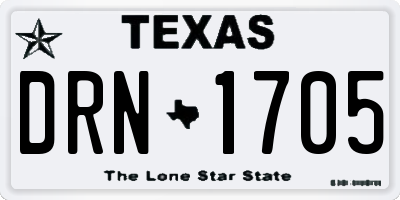 TX license plate DRN1705