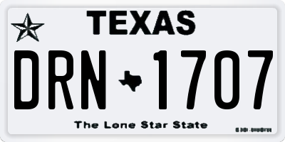 TX license plate DRN1707