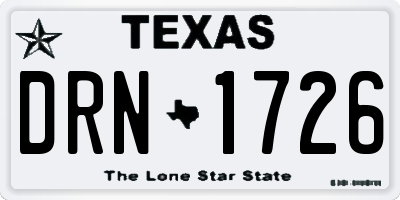 TX license plate DRN1726