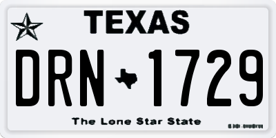 TX license plate DRN1729