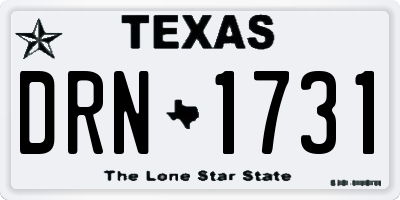 TX license plate DRN1731