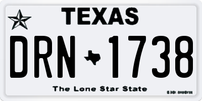TX license plate DRN1738