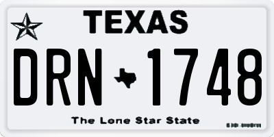 TX license plate DRN1748