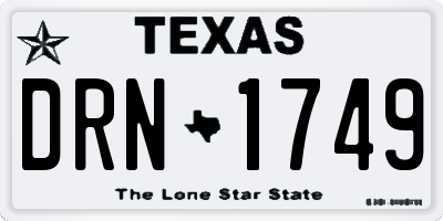 TX license plate DRN1749