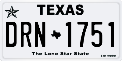 TX license plate DRN1751