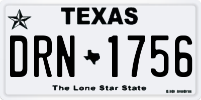 TX license plate DRN1756