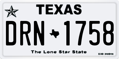 TX license plate DRN1758