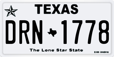 TX license plate DRN1778