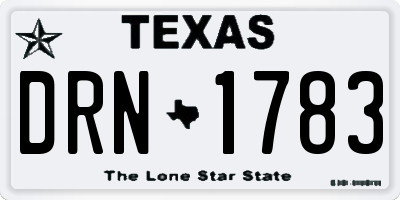 TX license plate DRN1783