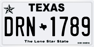 TX license plate DRN1789