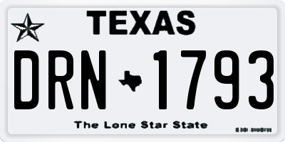 TX license plate DRN1793