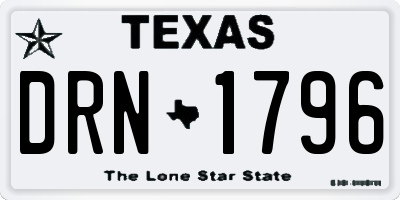 TX license plate DRN1796