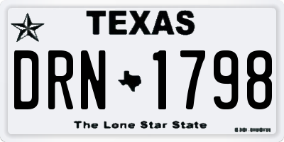 TX license plate DRN1798