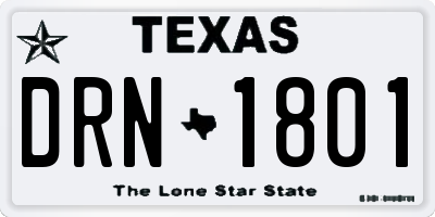 TX license plate DRN1801