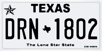 TX license plate DRN1802