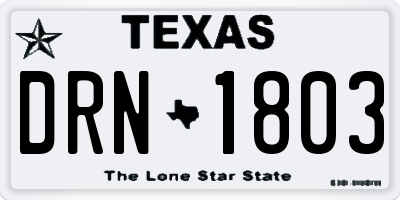 TX license plate DRN1803