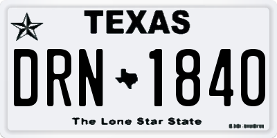 TX license plate DRN1840