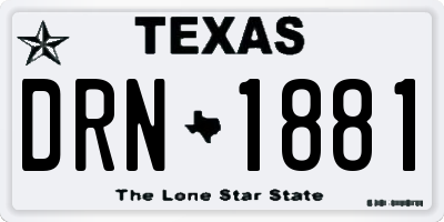 TX license plate DRN1881