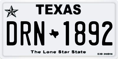 TX license plate DRN1892