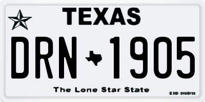 TX license plate DRN1905