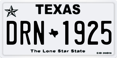 TX license plate DRN1925