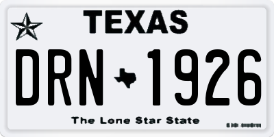 TX license plate DRN1926