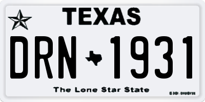 TX license plate DRN1931