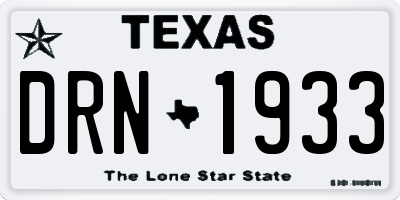 TX license plate DRN1933