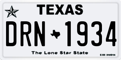 TX license plate DRN1934