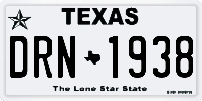 TX license plate DRN1938