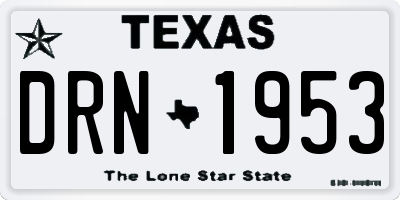 TX license plate DRN1953