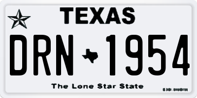 TX license plate DRN1954