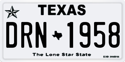 TX license plate DRN1958