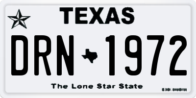TX license plate DRN1972