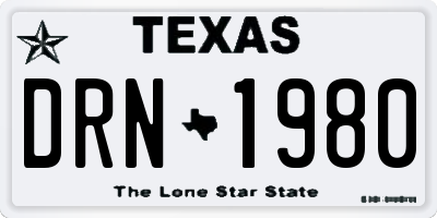TX license plate DRN1980
