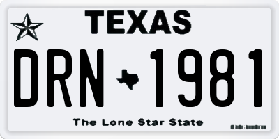 TX license plate DRN1981