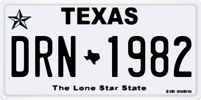 TX license plate DRN1982