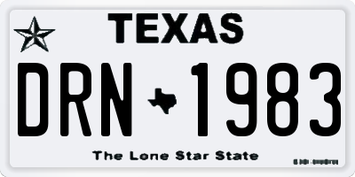 TX license plate DRN1983