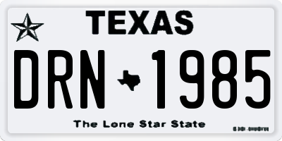 TX license plate DRN1985