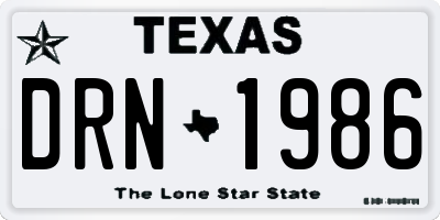 TX license plate DRN1986