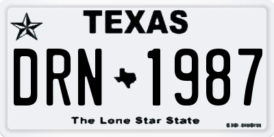 TX license plate DRN1987