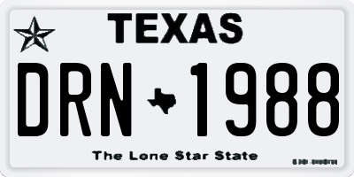 TX license plate DRN1988