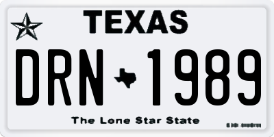 TX license plate DRN1989