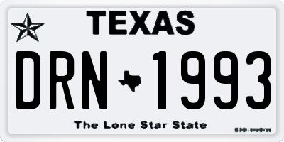 TX license plate DRN1993