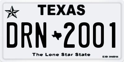 TX license plate DRN2001