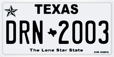 TX license plate DRN2003