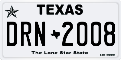 TX license plate DRN2008