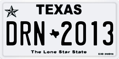 TX license plate DRN2013