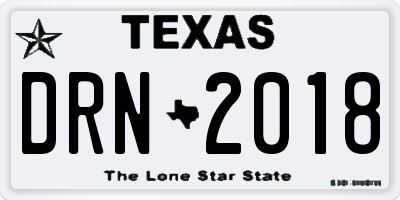 TX license plate DRN2018