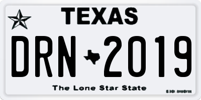 TX license plate DRN2019